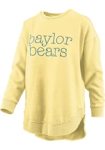 Pressbox Baylor Bears Womens Yellow Burnout Blue Jean Baby Poncho Crew Sweatshirt