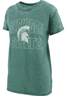 Pressbox Michigan State Spartans Womens Green Burnout Maxine Short Sleeve T-Shirt