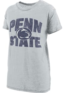 Pressbox Penn State Nittany Lions Womens Grey Burnout Maxine Short Sleeve T-Shirt