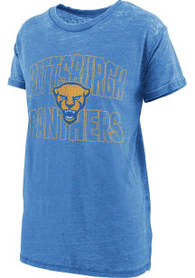 Pressbox Pitt Panthers Womens Blue Burnout Maxine Short Sleeve T-Shirt
