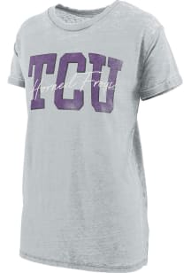 Pressbox TCU Horned Frogs Womens Grey Burnout Everest Short Sleeve T-Shirt