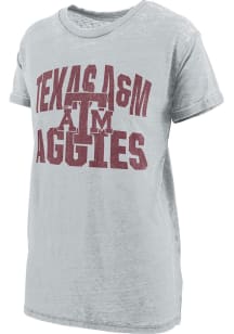 Pressbox Texas A&amp;M Aggies Womens Grey Burnout Maxine Short Sleeve T-Shirt