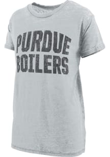 Pressbox Purdue Boilermakers Womens Grey Burnout Maxine Short Sleeve T-Shirt