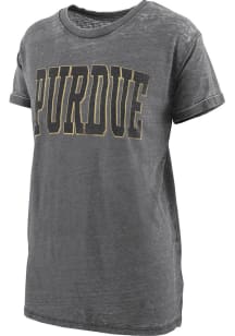 Pressbox Purdue Boilermakers Womens Black Burnout Everest Short Sleeve T-Shirt