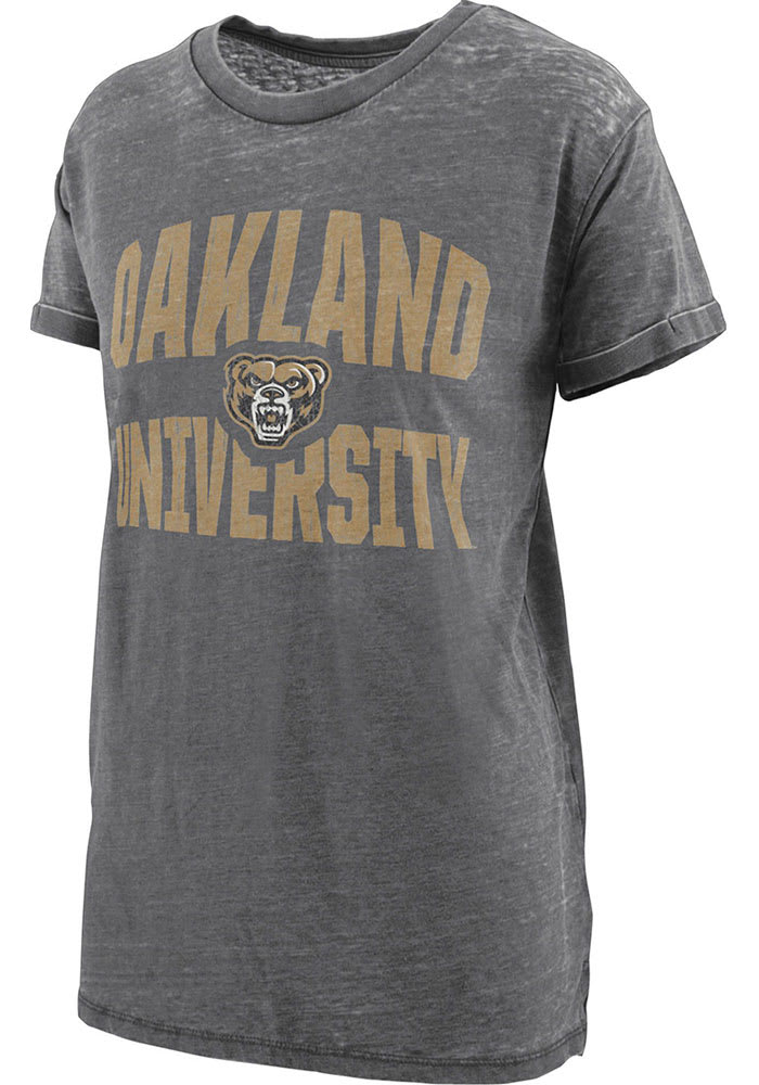 Oakland University Golden Grizzlies Womens Black Burnout Maxine Short Sleeve T-Shirt