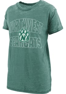 Pressbox Northwest Missouri State Bearcats Womens Green Burnout Maxine Short Sleeve T-Shirt