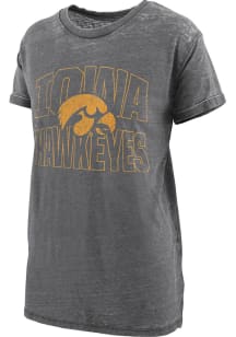 Pressbox Iowa Hawkeyes Womens Black Burnout Maxine Short Sleeve T-Shirt