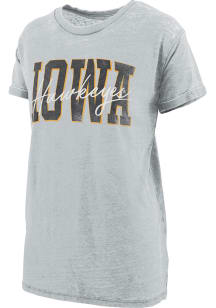 Pressbox Iowa Hawkeyes Womens Grey Burnout Everest Short Sleeve T-Shirt