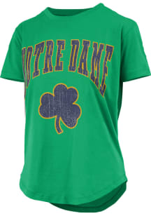 Pressbox Notre Dame Fighting Irish Womens Kelly Green Rounded Bottom Caldwell Short Sleeve T-Shi..