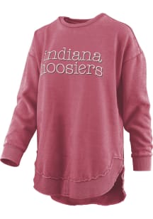 Pressbox Indiana Hoosiers Womens Crimson Burnout Blue Jean Baby Poncho Crew Sweatshirt