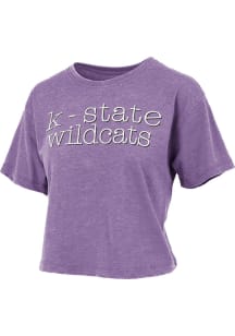 Pressbox K-State Wildcats Womens Purple Burnout Blue Jean Baby Crop Short Sleeve T-Shirt