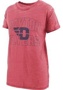 Pressbox Dayton Flyers Womens Red Burnout Maxine Short Sleeve T-Shirt