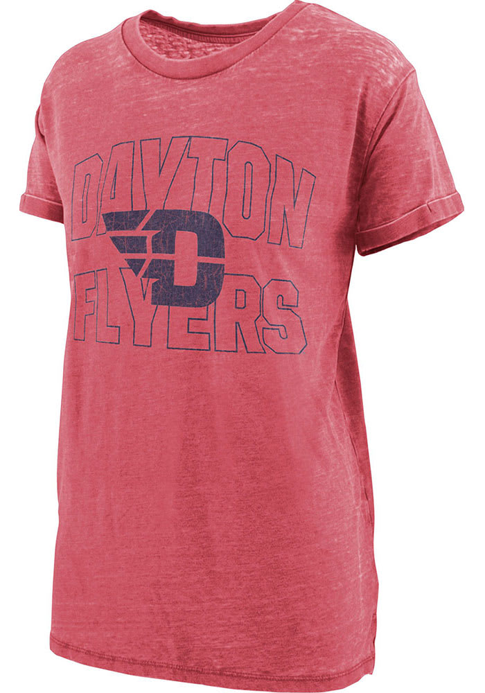 Dayton Flyers Womens Red Burnout Maxine Short Sleeve T-Shirt