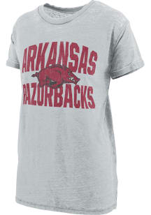 Pressbox Arkansas Razorbacks Womens Grey Burnout Maxine Short Sleeve T-Shirt