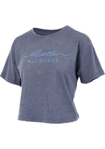 Pressbox Villanova Wildcats Womens Navy Blue Burnout Valdosta Crop Short Sleeve T-Shirt
