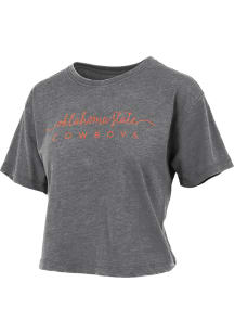 Pressbox Oklahoma State Cowboys Womens Black Burnout Valdosta Crop Short Sleeve T-Shirt