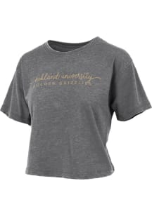 Oakland University Golden Grizzlies Womens Black Burnout Valdosta Crop Short Sleeve T-Shirt