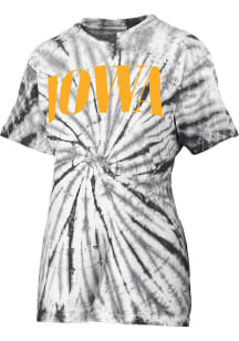 Pressbox Iowa Hawkeyes Womens Black Tie Dye Showtime Short Sleeve T-Shirt