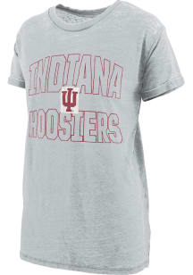 Pressbox Indiana Hoosiers Womens Grey Burnout Maxine Short Sleeve T-Shirt