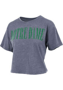 Notre Dame Fighting Irish Womens Navy Blue Burnout Showtime Crop Short Sleeve T-Shirt