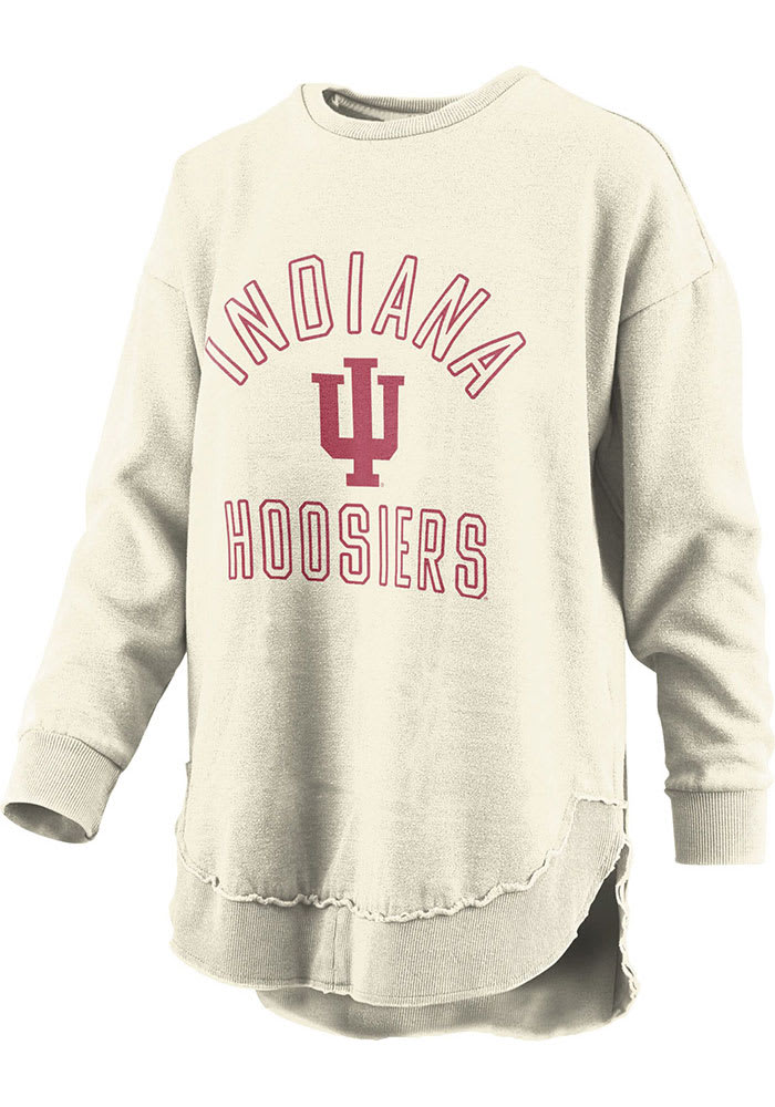 Indiana Hoosiers Womens Ivory Burnout Rockford Poncho Crew Sweatshirt