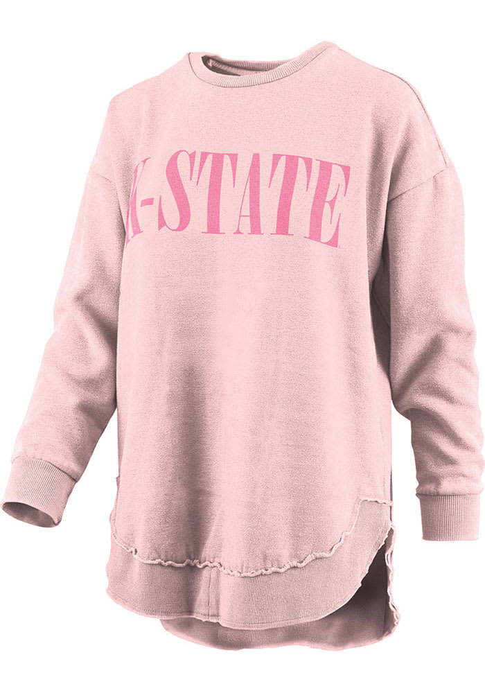 Pressbox K-State Wildcats Womens Pink Burnout Showtime Poncho Crew Sweatshirt