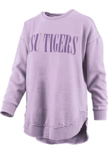 Pressbox LSU Tigers Womens Lavender Burnout Showtime Poncho Crew Sweatshirt