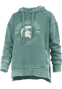 Pressbox Michigan State Spartans Womens Green Burnout Challenger Hooded Sweatshirt