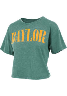 Pressbox Baylor Bears Womens Green Burnout Showtime Crop Short Sleeve T-Shirt