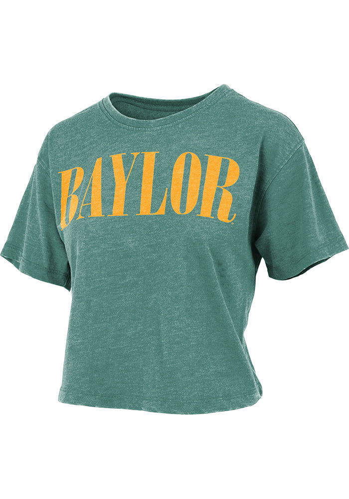 Baylor Bears Womens Green Burnout Showtime Crop Short Sleeve T-Shirt