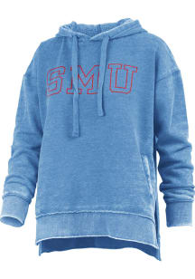 Pressbox SMU Mustangs Womens Blue Burnout Marni Hooded Sweatshirt