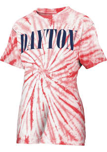 Pressbox Dayton Flyers Womens Red Tie Dye Showtime Short Sleeve T-Shirt
