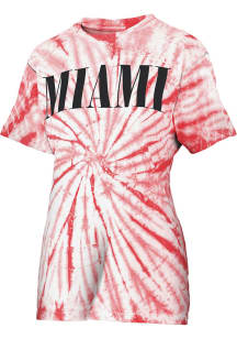 Pressbox Miami RedHawks Womens Red Tie Dye Showtime Short Sleeve T-Shirt