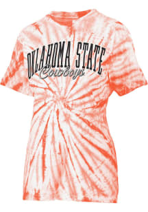 Pressbox Oklahoma State Cowboys Womens Orange Tie Dye Santana Short Sleeve T-Shirt