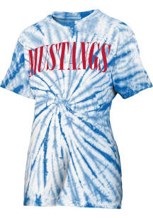 Pressbox SMU Mustangs Womens Blue Tie Dye Showtime Short Sleeve T-Shirt