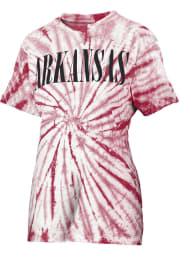 Arkansas Razorbacks Womens Crimson Tie Dye Showtime Short Sleeve T-Shirt
