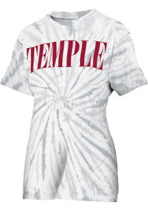 Pressbox Temple Owls Womens Grey Tie Dye Showtime Short Sleeve T-Shirt