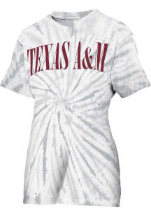 Pressbox Texas A&amp;M Aggies Womens Grey Tie Dye Showtime Short Sleeve T-Shirt