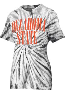 Pressbox Oklahoma State Cowboys Womens Black Tie Dye Showtime Short Sleeve T-Shirt