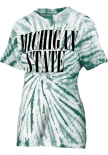 Pressbox Michigan State Spartans Womens Green Tie Dye Showtime Short Sleeve T-Shirt