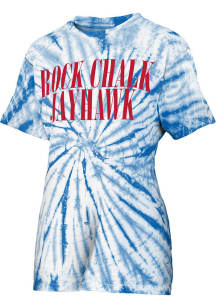Pressbox Kansas Jayhawks Womens Blue Tie Dye Showtime Short Sleeve T-Shirt