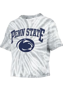 Pressbox Penn State Nittany Lions Womens Grey Tie Dye Gibraltar Crop Short Sleeve T-Shirt