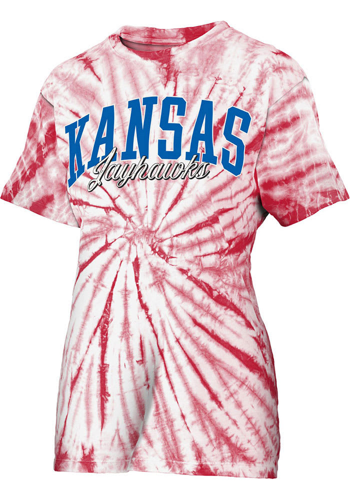 Kansas Jayhawks Womens Red Tie Dye Santana Short Sleeve T-Shirt