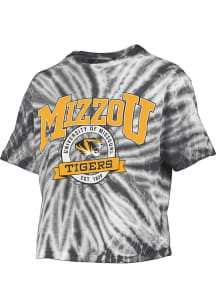 Pressbox Missouri Tigers Womens Black Tie Dye Gibraltar Crop Short Sleeve T-Shirt