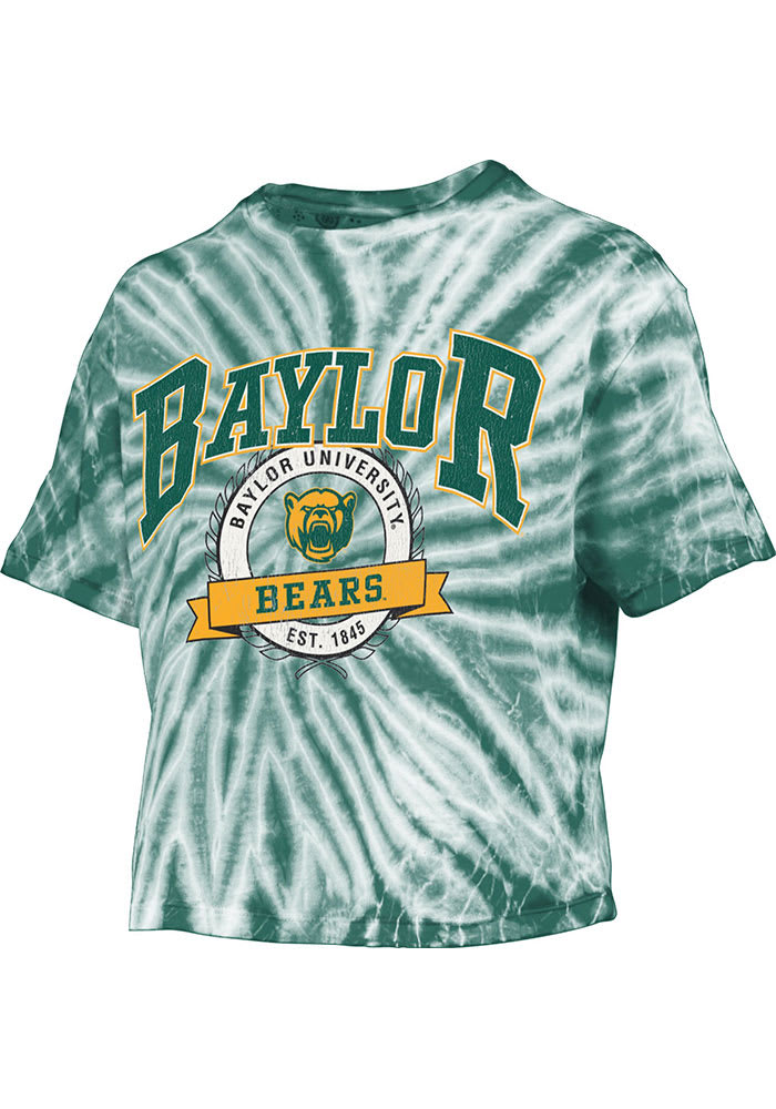 Baylor Bears Womens Green Tie Dye Gibraltar Crop Short Sleeve T-Shirt