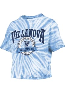 Pressbox Villanova Wildcats Womens Light Blue Tie Dye Gibraltar Crop Short Sleeve T-Shirt