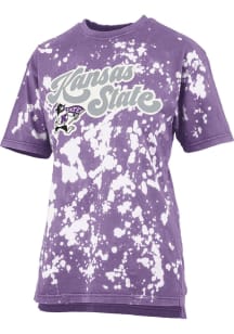 Pressbox K-State Wildcats Womens Purple Bleach Wash Bonanza Short Sleeve T-Shirt