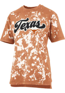 Pressbox Texas Longhorns Womens Burnt Orange Bleach Wash Bonanza Short Sleeve T-Shirt
