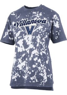 Pressbox Villanova Wildcats Womens Navy Blue Bleach Wash Bonanza Short Sleeve T-Shirt