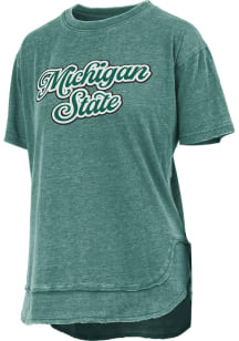 Pressbox Michigan State Spartans Womens Green Vintage Poncho Short Sleeve T-Shirt